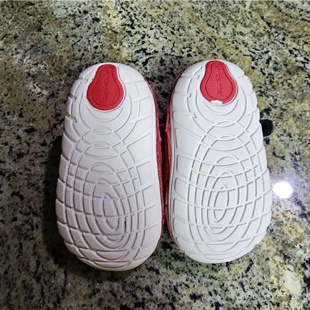 Stride Rite Infant Sneakers Hook and Loop Closure Size 3.5W Red and Black